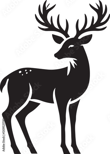 black deer silhouette vector, deer vector illustration, deer logo vector, deer vector icon, deer silhouette vector isolated on white background