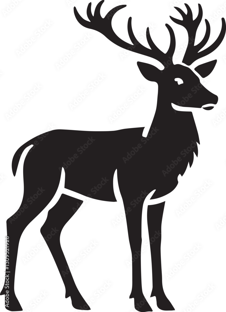 Fototapeta premium black deer silhouette vector, deer vector illustration, deer logo vector, deer vector icon, deer silhouette vector isolated on white background
