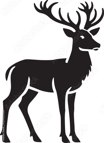 black deer silhouette vector, deer vector illustration, deer logo vector, deer vector icon, deer silhouette vector isolated on white background