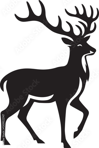 black deer silhouette vector, deer vector illustration, deer logo vector, deer vector icon, deer silhouette vector isolated on white background