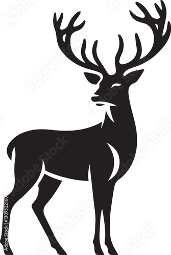black deer silhouette vector, deer vector illustration, deer logo vector, deer vector icon, deer silhouette vector isolated on white background