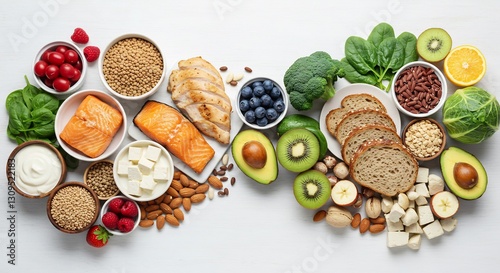 Wallpaper Mural Vibrant healthy food arranged beautifully. AI Generated Torontodigital.ca