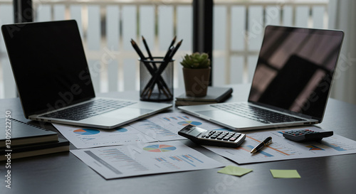 Financial Growth and Market Analysis - Professional Workspace with Data Insights