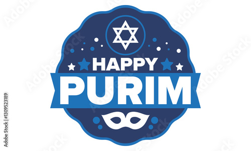 Purim. Happy Purim. Traditional Jewish religious holiday. Star of David, Carnival mask. Israel history. Сelebrated by a masquerade and festival. Poster art. Vector illustration