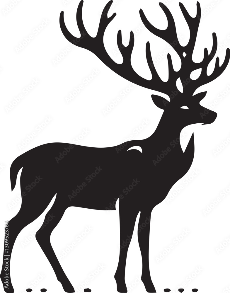 Obraz premium black deer silhouette vector, deer vector illustration, deer logo vector, deer vector icon, deer silhouette vector isolated on white background