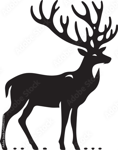 black deer silhouette vector, deer vector illustration, deer logo vector, deer vector icon, deer silhouette vector isolated on white background