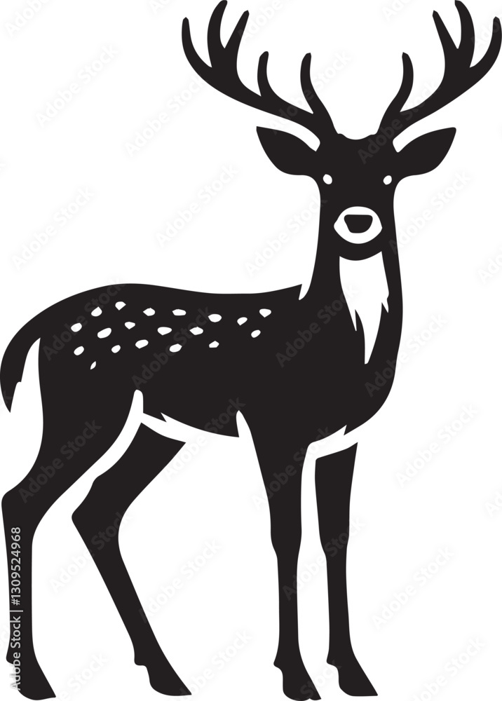 Fototapeta premium black deer silhouette vector, deer vector illustration, deer logo vector, deer vector icon, deer silhouette vector isolated on white background
