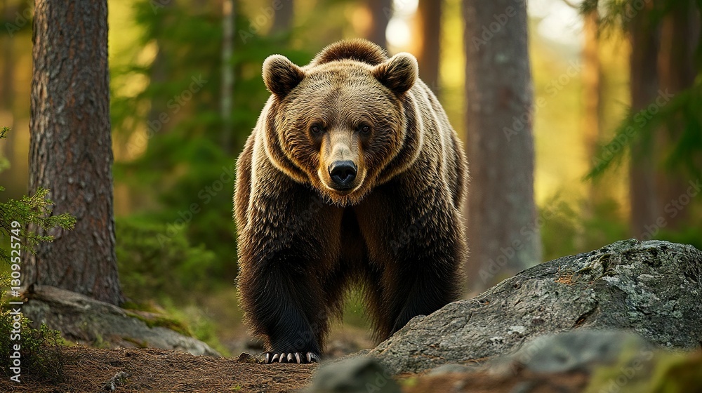 Fototapeta premium Brown bear in the forest 