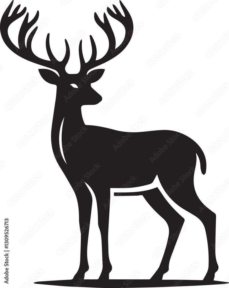 Obraz premium black deer silhouette vector, deer vector illustration, deer logo vector, deer vector icon, deer silhouette vector isolated on white background