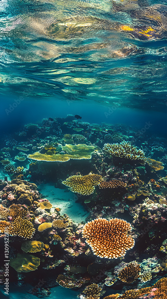 Obraz premium A panoramic view of the Great Barrier Reef, showing its rich and diverse coral formations 
