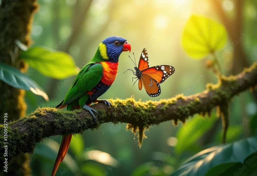 Obraz premium exploration colorful animal habitats captured close showcasing unique flora fauna interactions vibrant natural environments, wildlife, ecosystem, forest