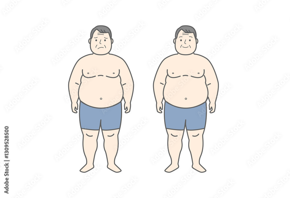 Fototapeta premium 中年男性, 体型, 健康管理, 生活習慣病, メタボリックシンドローム, ダイエット, 体重管理, ボディポジティブ, 自己受容, フィットネス, メンタルヘルス, 生活習慣, 健康診断, ウェルビーイング, セルフケア, 体脂肪, 運動不足, 体型維持, 健康意識, 体の変化, 高血圧, 糖尿病予防, 食生活, 健康リスク, メタボ対策, ストレス管理, 老化, 健康寿命, 自己改善, モチベー