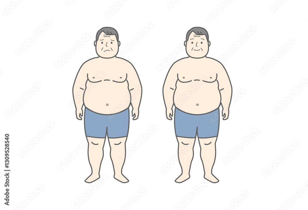 Fototapeta premium 中年男性, 体型, 健康管理, 生活習慣病, メタボリックシンドローム, ダイエット, 体重管理, ボディポジティブ, 自己受容, フィットネス, メンタルヘルス, 生活習慣, 健康診断, ウェルビーイング, セルフケア, 体脂肪, 運動不足, 体型維持, 健康意識, 体の変化, 高血圧, 糖尿病予防, 食生活, 健康リスク, メタボ対策, ストレス管理, 老化, 健康寿命, 自己改善, モチベー