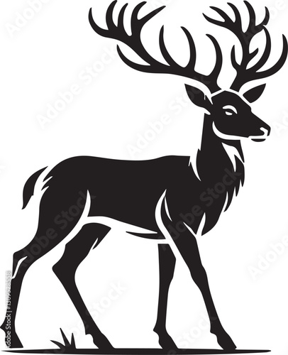 black deer silhouette vector, deer vector illustration, deer logo vector, deer vector icon, deer silhouette vector isolated on white background