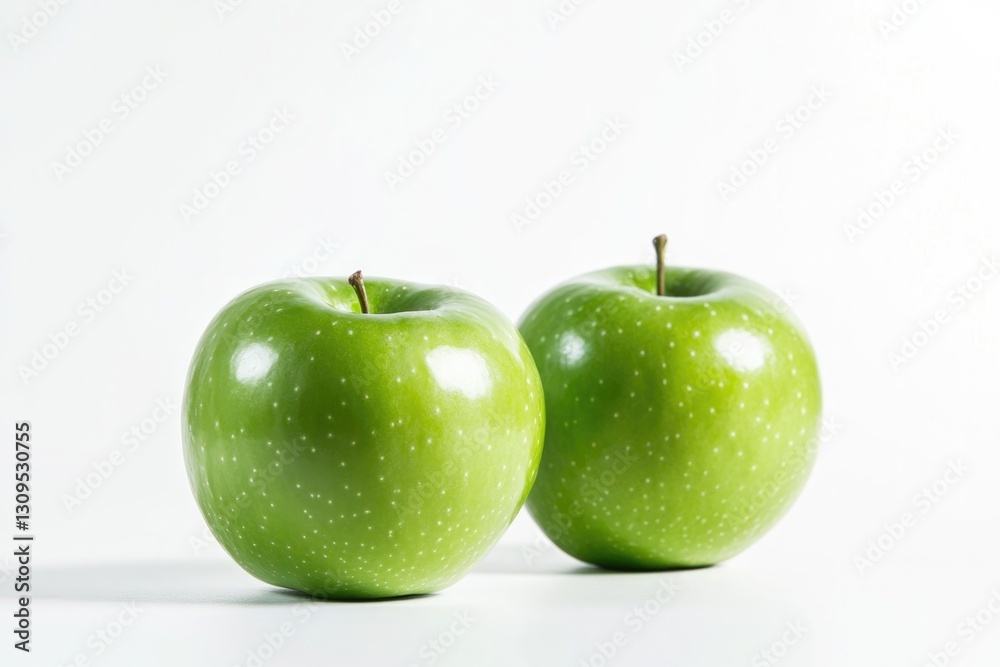 pair of fresh green apples placed on all-white background ensuring plenty of surrounding copy space to convey sense pair of fresh green apples placed on all-white background ensuring plenty of surrounding copy space to convey sense