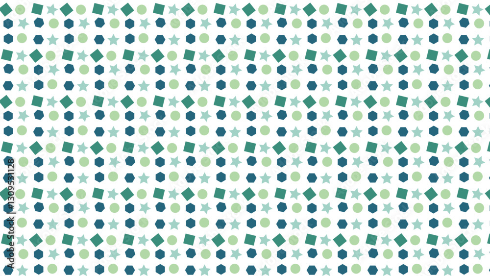 Seamless Colorful Geometric Pattern with Stars, Circles, and Hexagons on White Seamless Colorful Geometric Pattern with Stars, Circles, and Hexagons on White