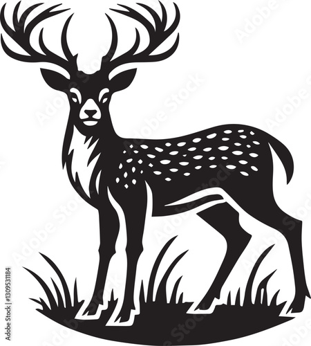 black deer silhouette vector, deer vector illustration, deer logo vector, deer vector icon, deer silhouette vector isolated on white background