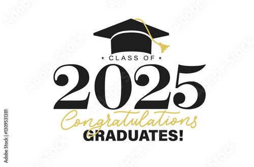 Class of 2025 vector illustration. Festive celebration design for graduation events and announcements. Congratulations graduates design template for social media posts to honor graduates.