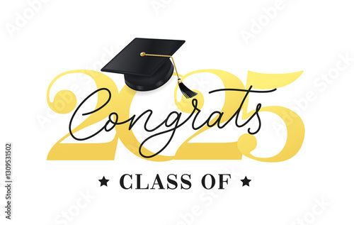 Class of 2025 vector illustration. Festive celebration design for graduation events and announcements. Congratulations graduates design template for social media posts to honor graduates.