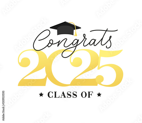 Class of 2025 vector illustration. Festive celebration design for graduation events and announcements. Congratulations graduates design template for social media posts to honor graduates.