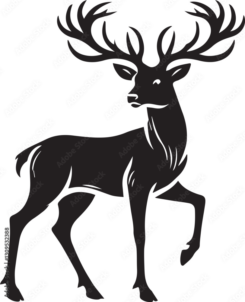 Obraz premium black deer silhouette vector, deer vector illustration, deer logo vector, deer vector icon, deer silhouette vector isolated on white background