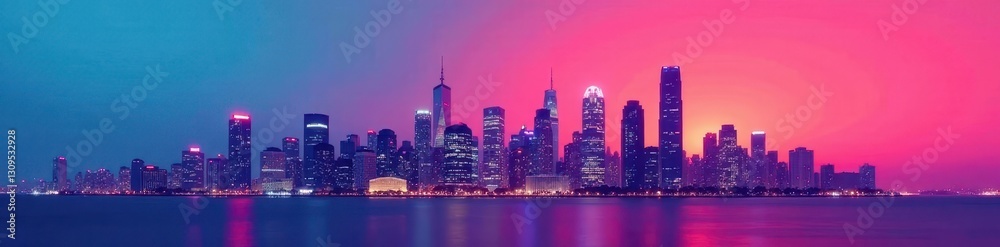 Fototapeta premium Abstract gradient city skyline, modern corporate buildings , image, design