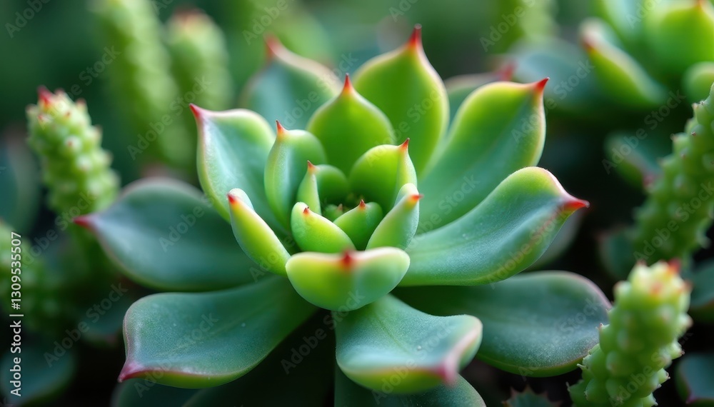Close-up of upright cylindrical succulent leaves, potted plant, elegant Close-up of upright cylindrical succulent leaves, potted plant, elegant