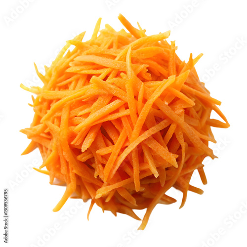 Pile of grated carrot isolated on transparent background photo
