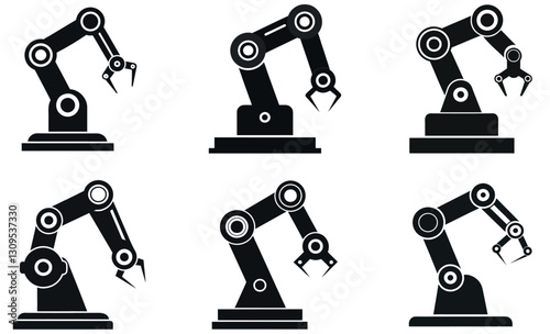 Industrial Robot Arms in a Simple Vector Illustration design