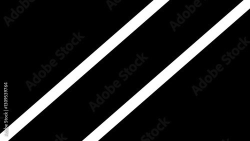 A minimalistic black-and-white design featuring two bold diagonal stripes, creating a striking contrast and a sleek, modern aesthetic with a sense of balance and simplicity