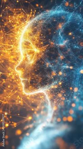 Quantum particles forming a humanlike AI entity, symbolic fusion of consciousness and computing