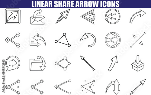 Wallpaper Mural Linear Share Arrow Icons Vector Graphics, Design Elements, UI, UX, Arrows, Sharing, Network, Connect Torontodigital.ca