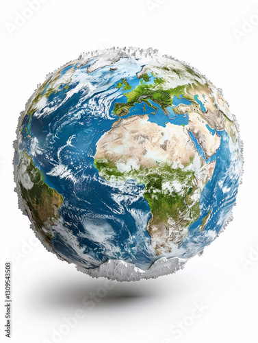 Earth with Frozen Edges – Realistic 3D Illustration.