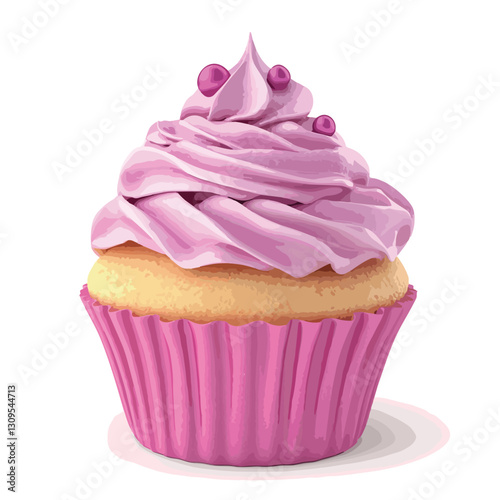 Pink Cupcake 3D Render Icon Isolated Cutout Sing