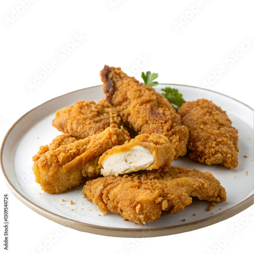 Crispy chicken tenders isolated on transparent background