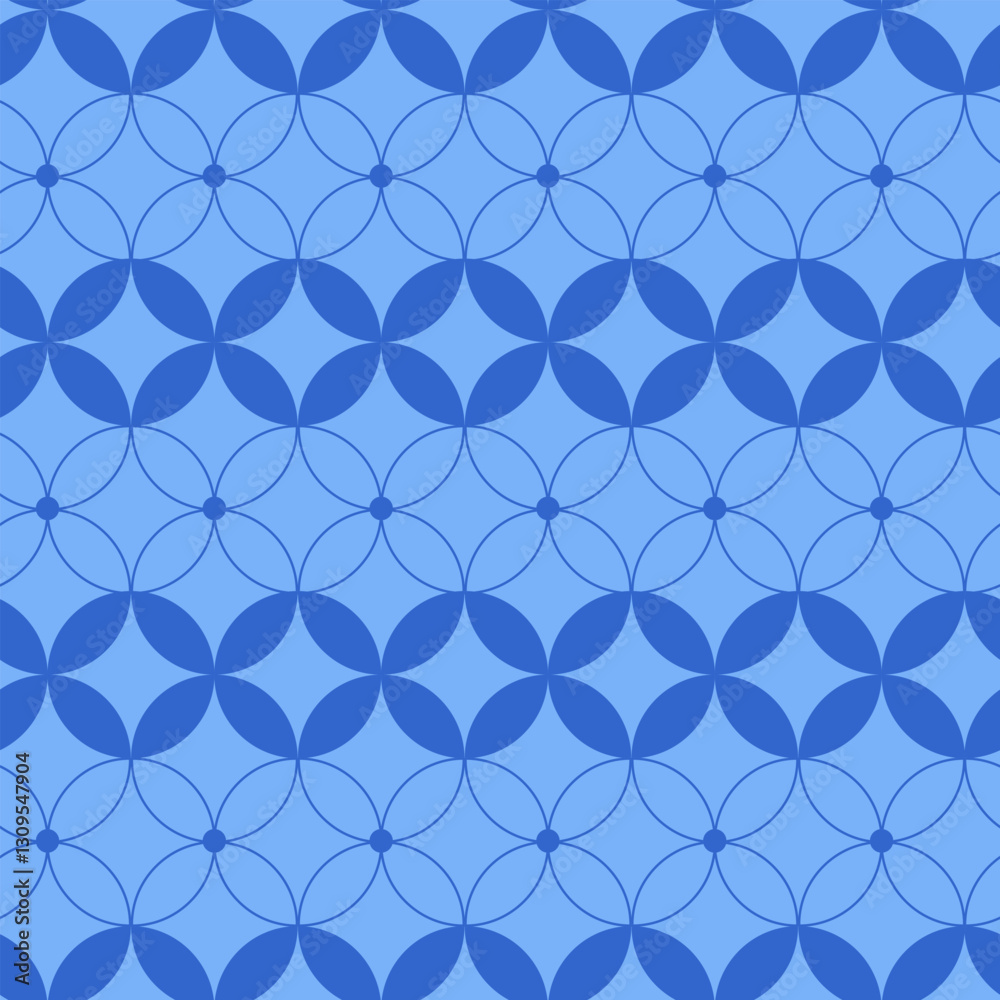 Fototapeta premium Vector seamless pattern with blue abstract elements on a light blue background