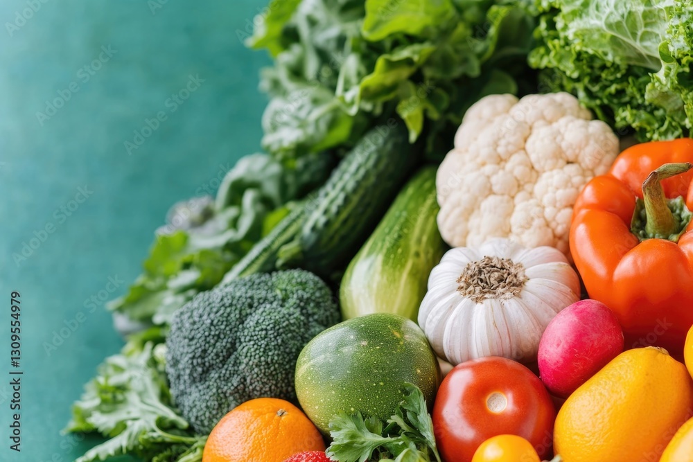 close-up image of vibrant array of seasonal fruits and vegetables artistically arranged for inviting display close-up image of vibrant array of seasonal fruits and vegetables artistically arranged for inviting display