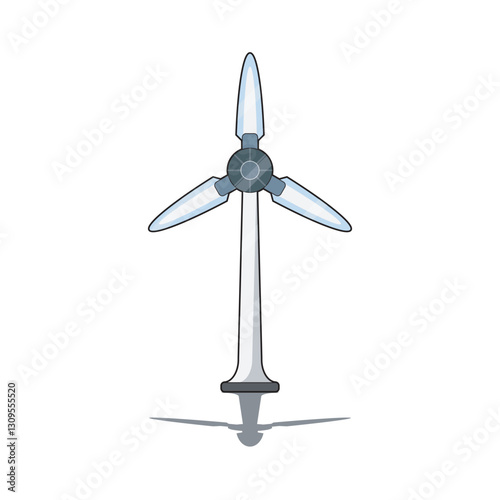 Illustration of a wind turbine generating renewable energy. A symbol of sustainability, green power, and eco-friendly electricity production. Ideal for clean energy and environmental concepts.