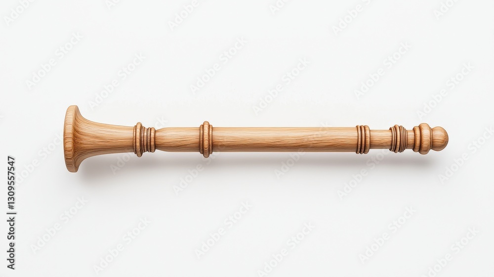 A wooden decorative object with a cylindrical shape, featuring ornate carvings and a smooth finish, placed on a plain background. A wooden decorative object with a cylindrical shape, featuring ornate carvings and a smooth finish, placed on a plain background.