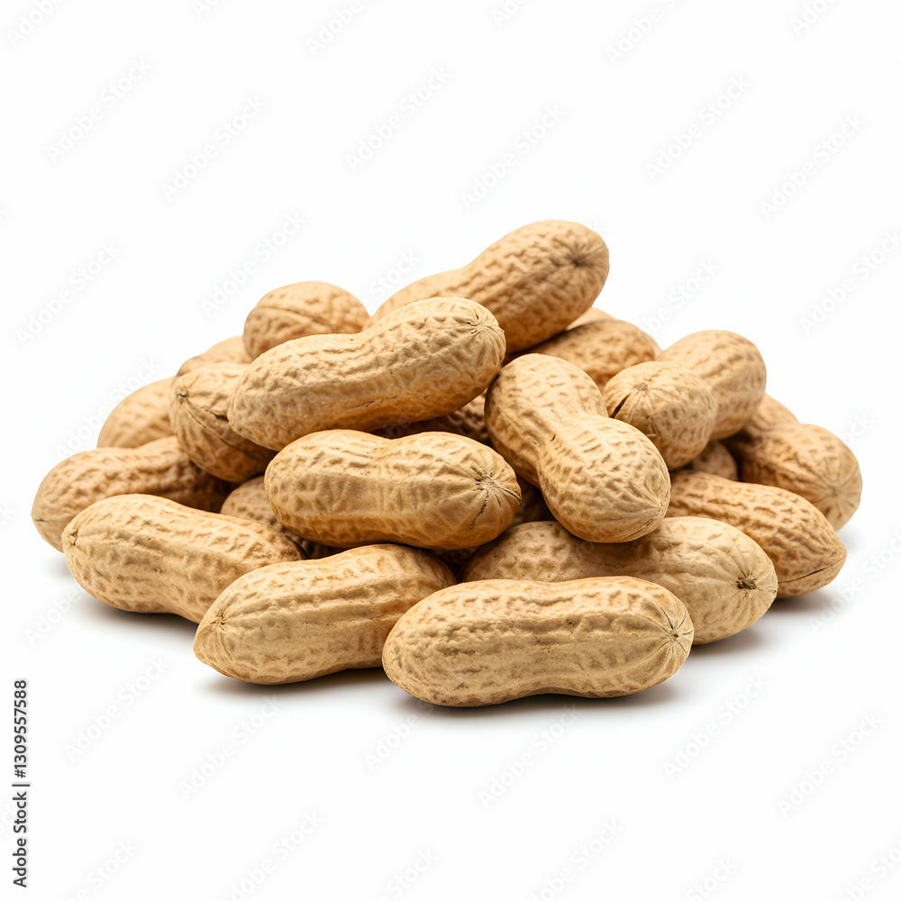 Pile of Peanuts in Shells on White Background for Healthy Snack Pile of Peanuts in Shells on White Background for Healthy Snack