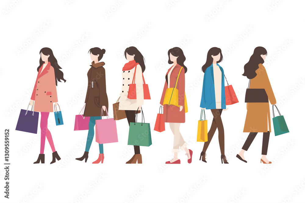 Obraz premium flat design of modern character of woman shopping