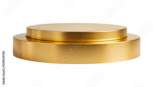 Shiny Gold Round Pedestal Display on Transparent Background