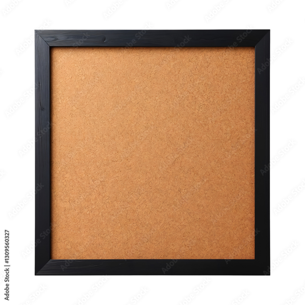 Fototapeta premium Rectangular Cork Bulletin Board with Black Wooden Frame on Transparent Background