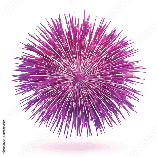 Vibrant Pink Purple Fireworks 3D Render Icon Isolated on White Background
