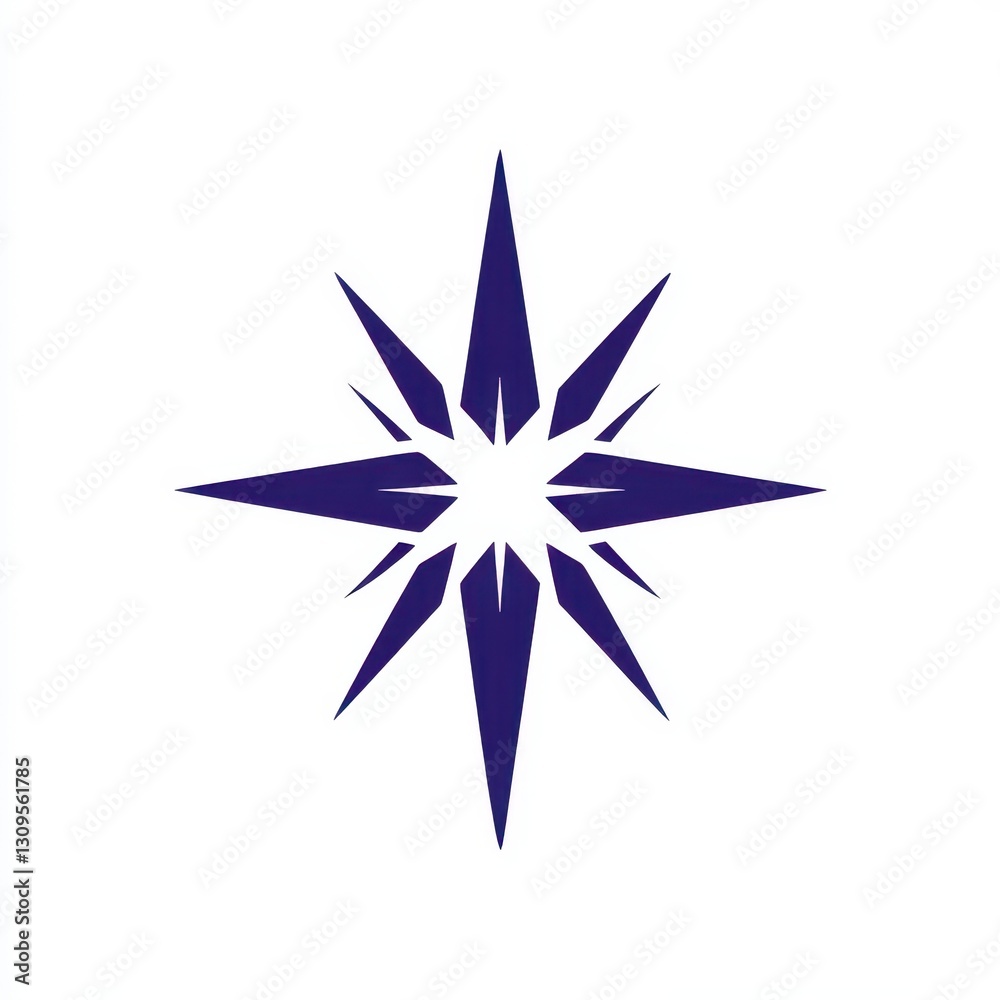 Navy Blue Eight Pointed Star on White Background Navy Blue Eight Pointed Star on White Background