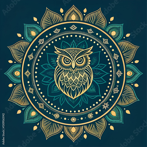 owl mandala pattern decoration ornament design logo vector luxury