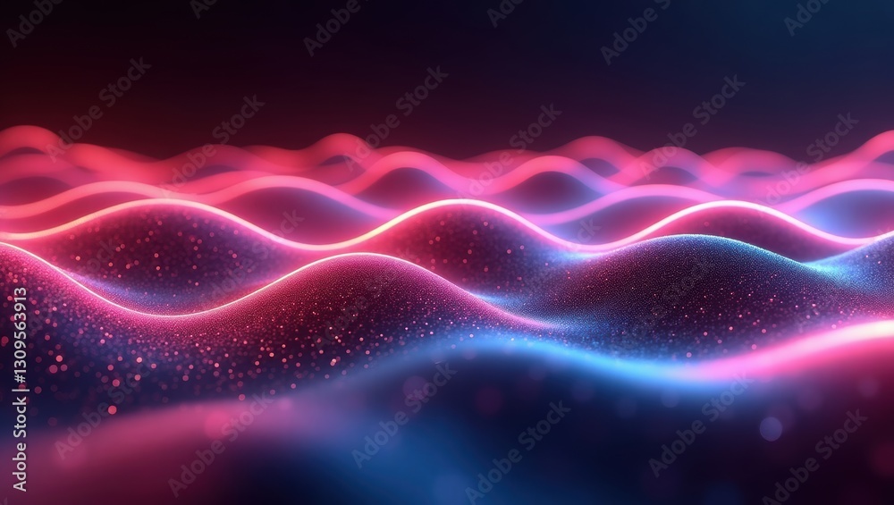 Abstract Pink and Blue Neon Glowing Waves Digital Particle Background Futuristic Technology Design Abstract Pink and Blue Neon Glowing Waves Digital Particle Background Futuristic Technology Design