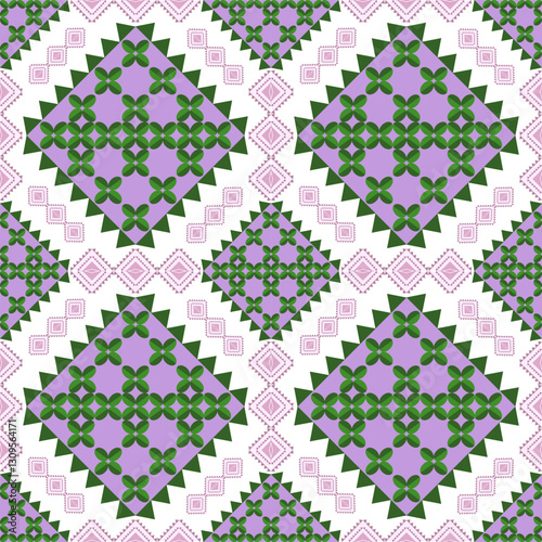Geometric seamless pattern with flowers. Vector illuatration digital file download for print, printable, wallpaper, background, decoration, textile and many projects.