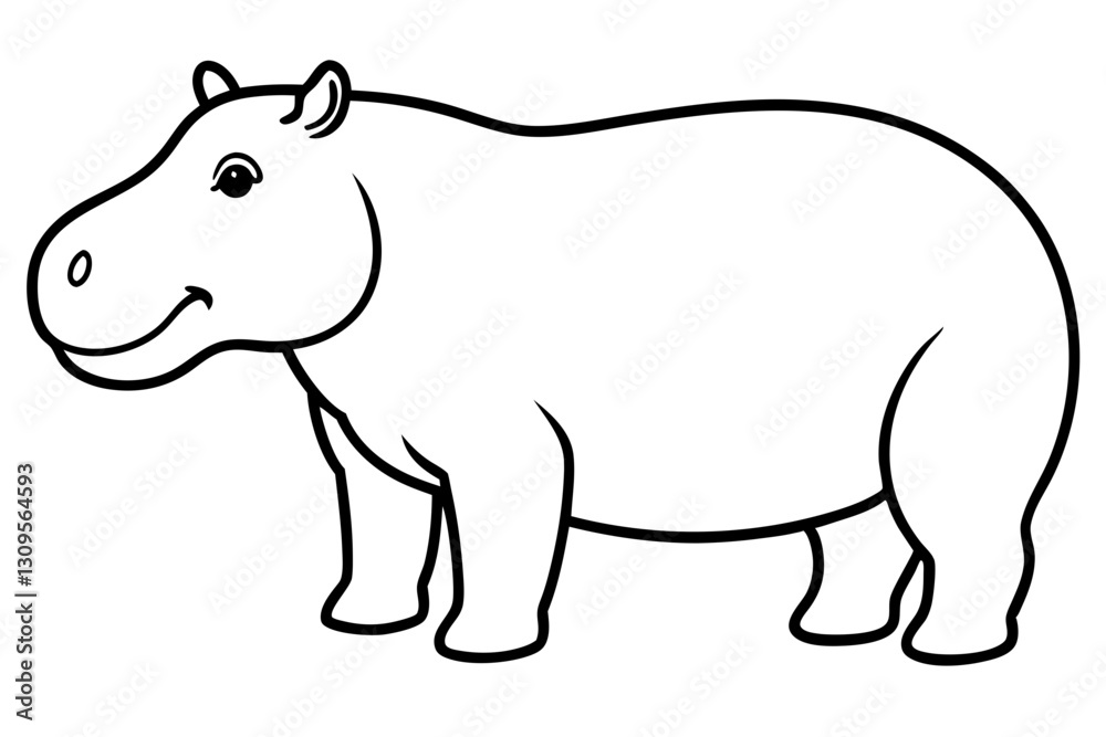 Fototapeta premium Elegant Hippo Outline