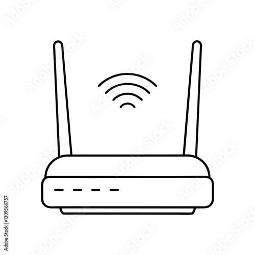A clip art of cyberspace Wi-Fi router outline on white background 